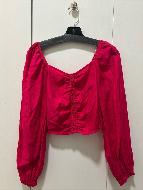 a new day Tops - a new day Hot Pink Square Neck Puff-Sleeve Crop Top